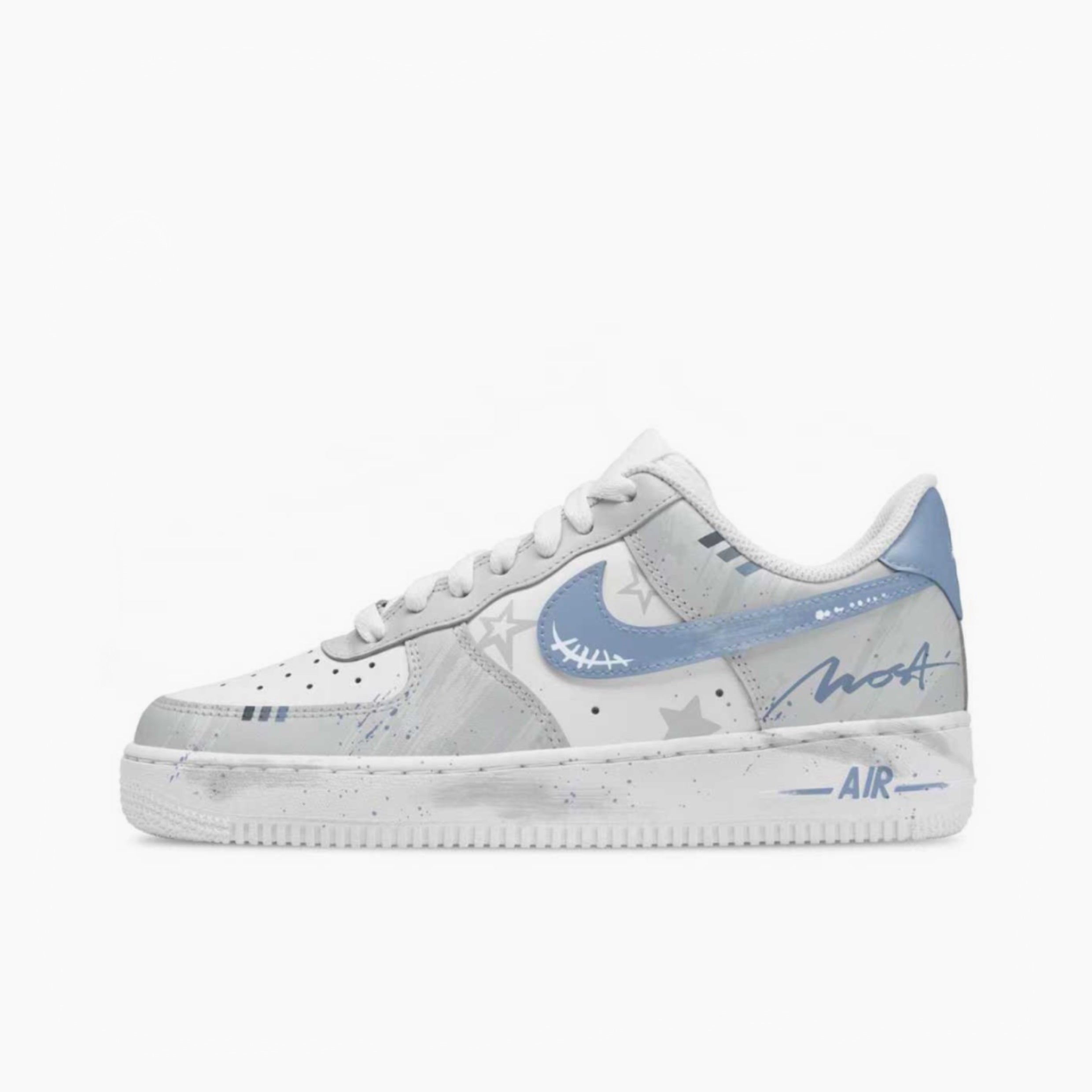 Blue-Gray Romance - Air Force 1 | Custom Handmade Sneakers
