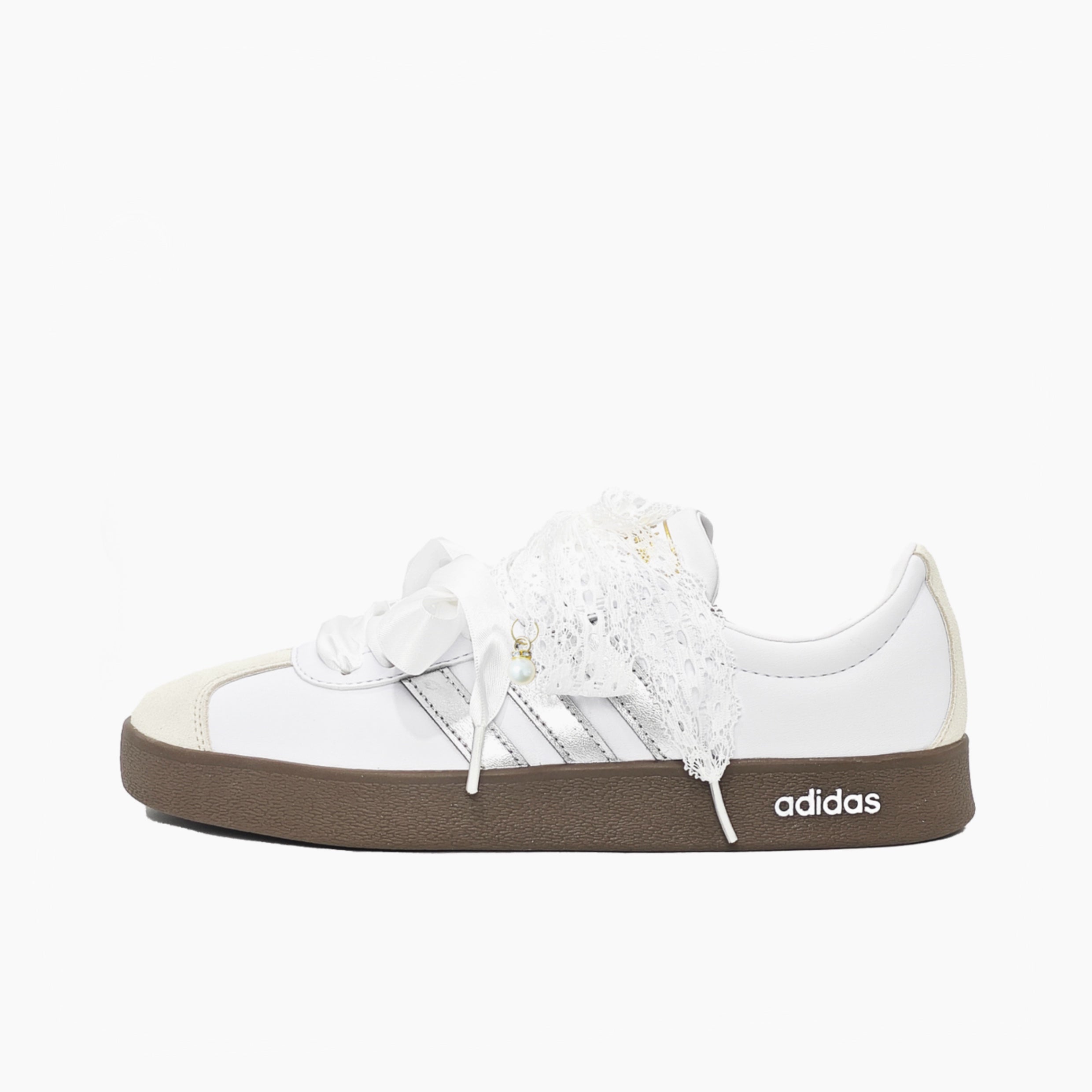 Silver Lacework - VL COURT 2.0 | Custom Handmade Sneakers