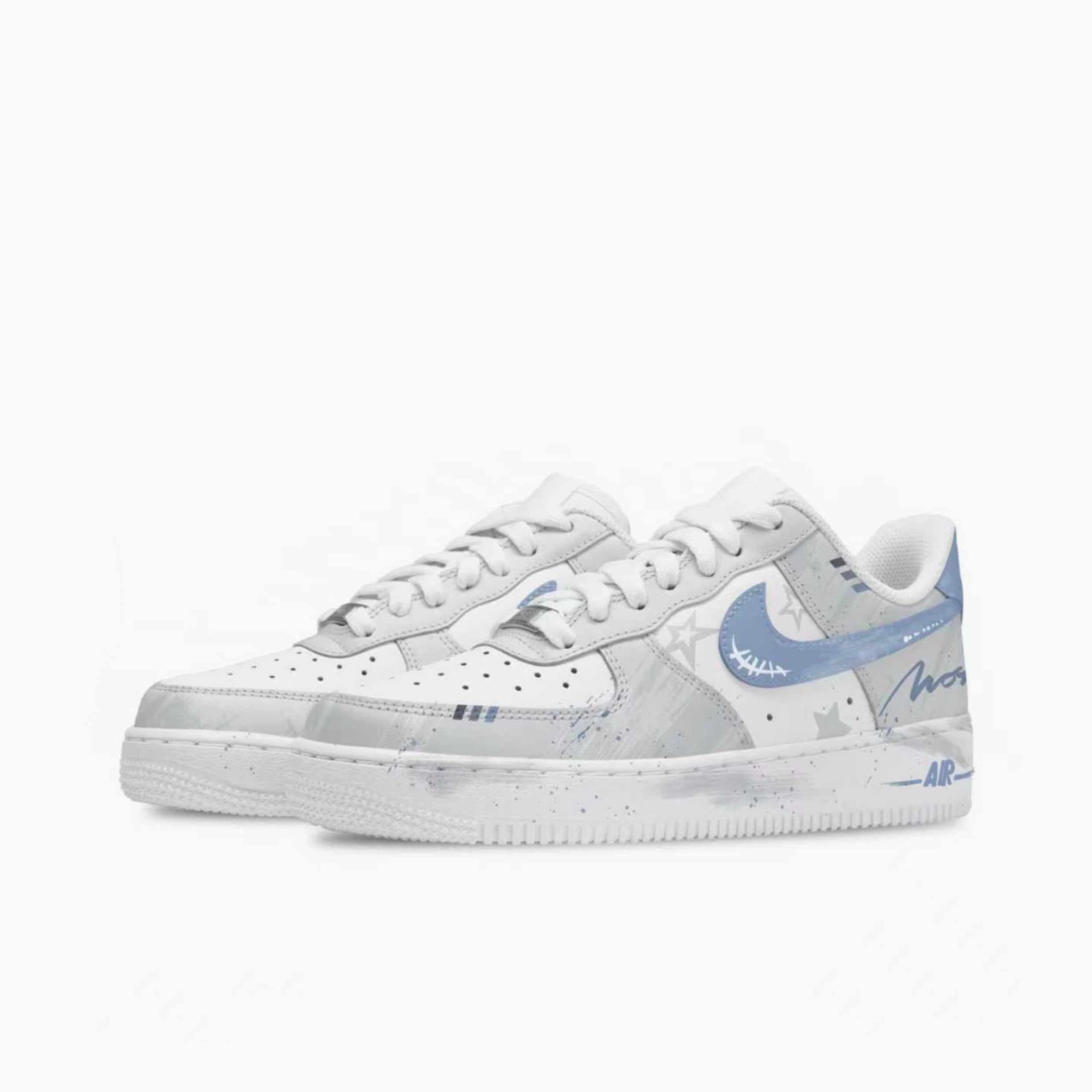 Blue-Gray Romance - Air Force 1 | Custom Handmade Sneakers