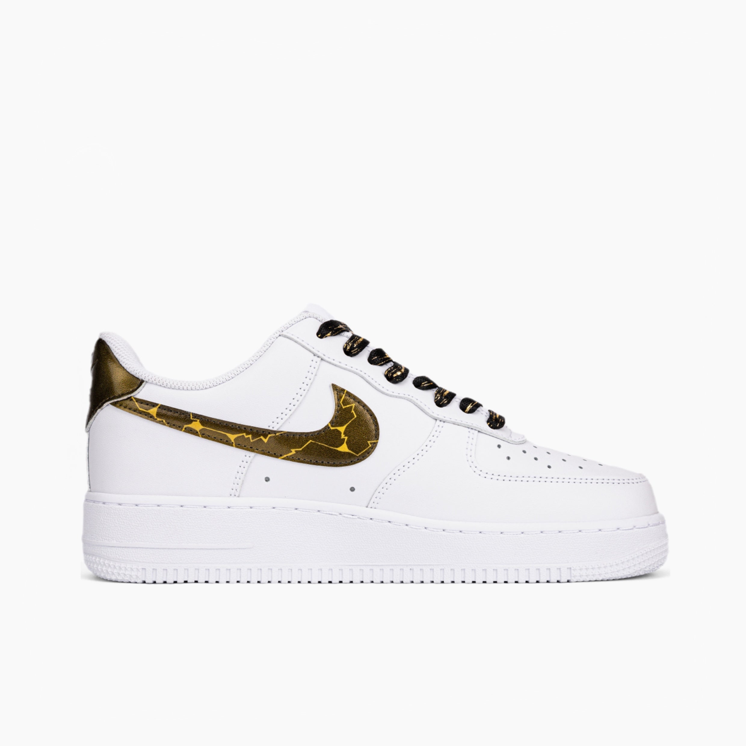 Black & Gold Crackle Pattern - Air Force 1 | Custom Handmade Sneakers
