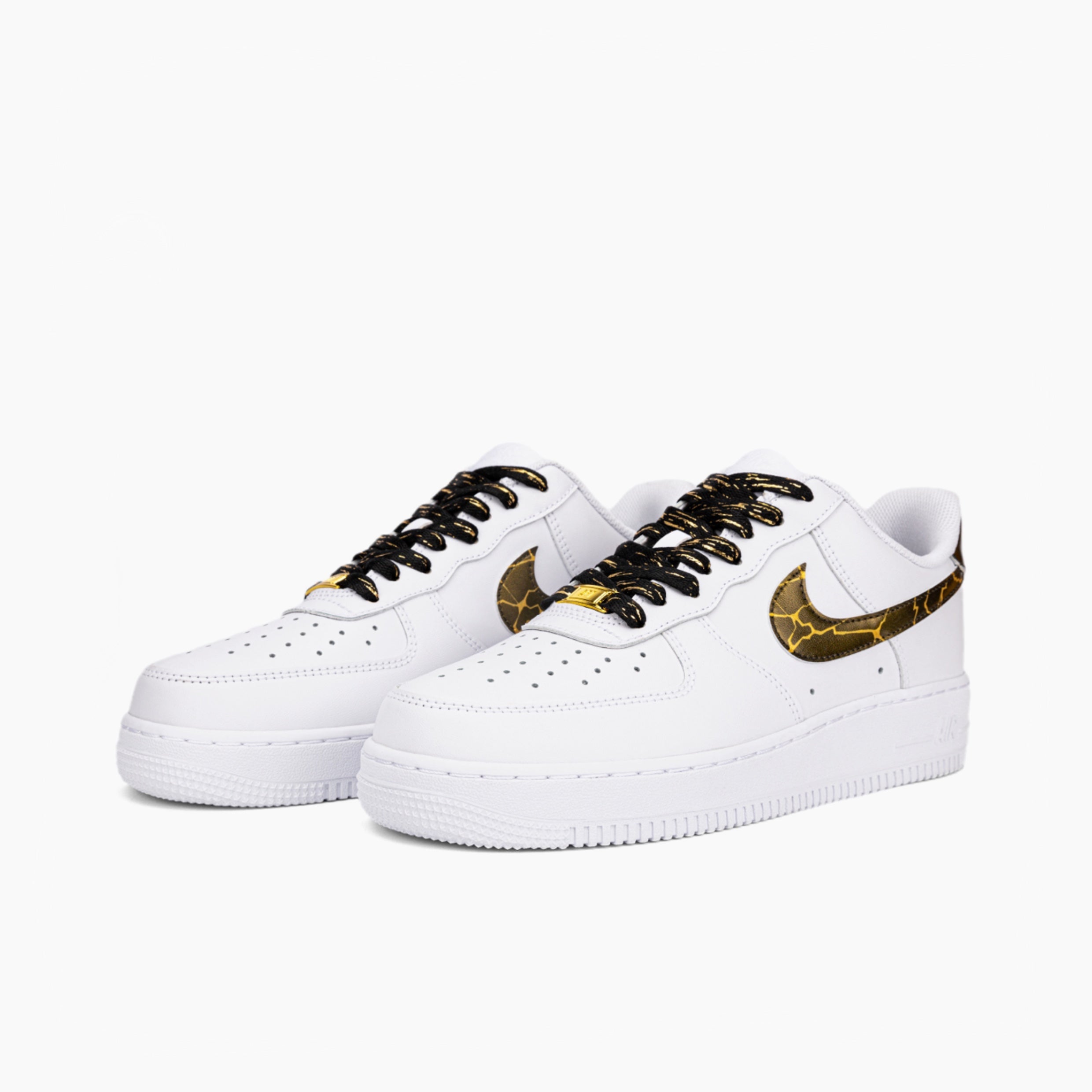 Black & Gold Crackle Pattern - Air Force 1 | Custom Handmade Sneakers