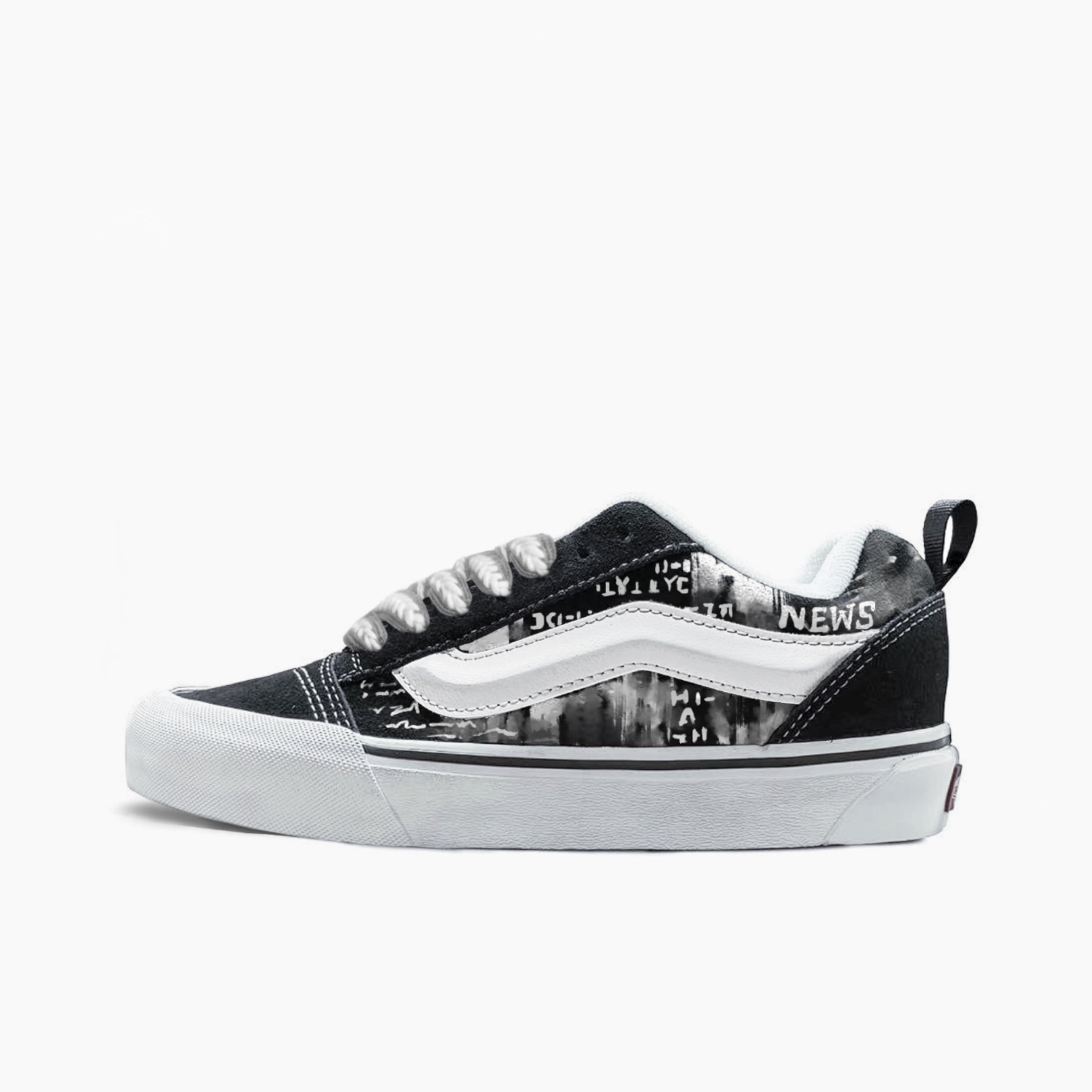 Black & White Press - Knu Skool | Custom Handmade Sneakers