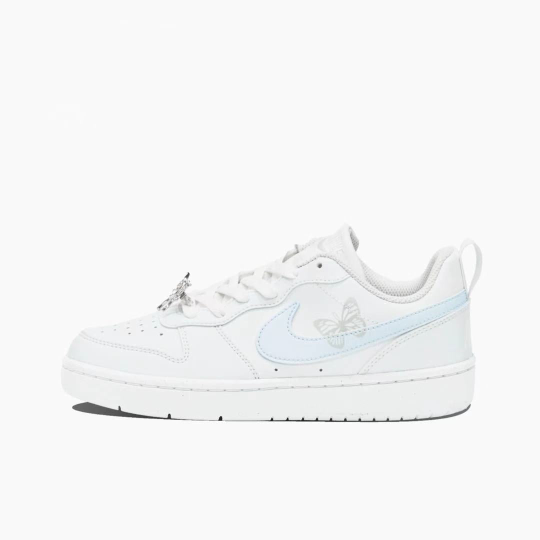 Blue & Silver Butterfly - Court Borough Low | Custom Handmade Sneakers