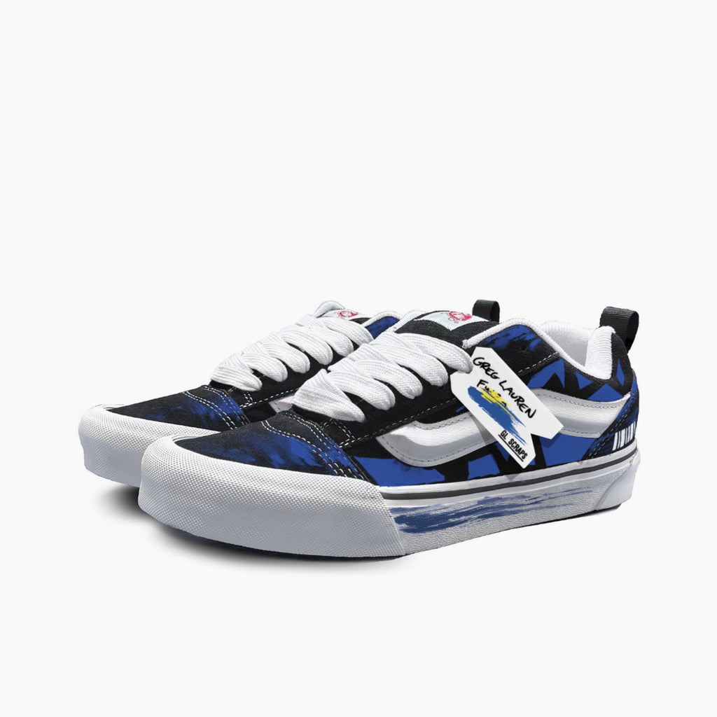 Inky Blue Geometry - Knu Skool | Custom Handmade Sneakers