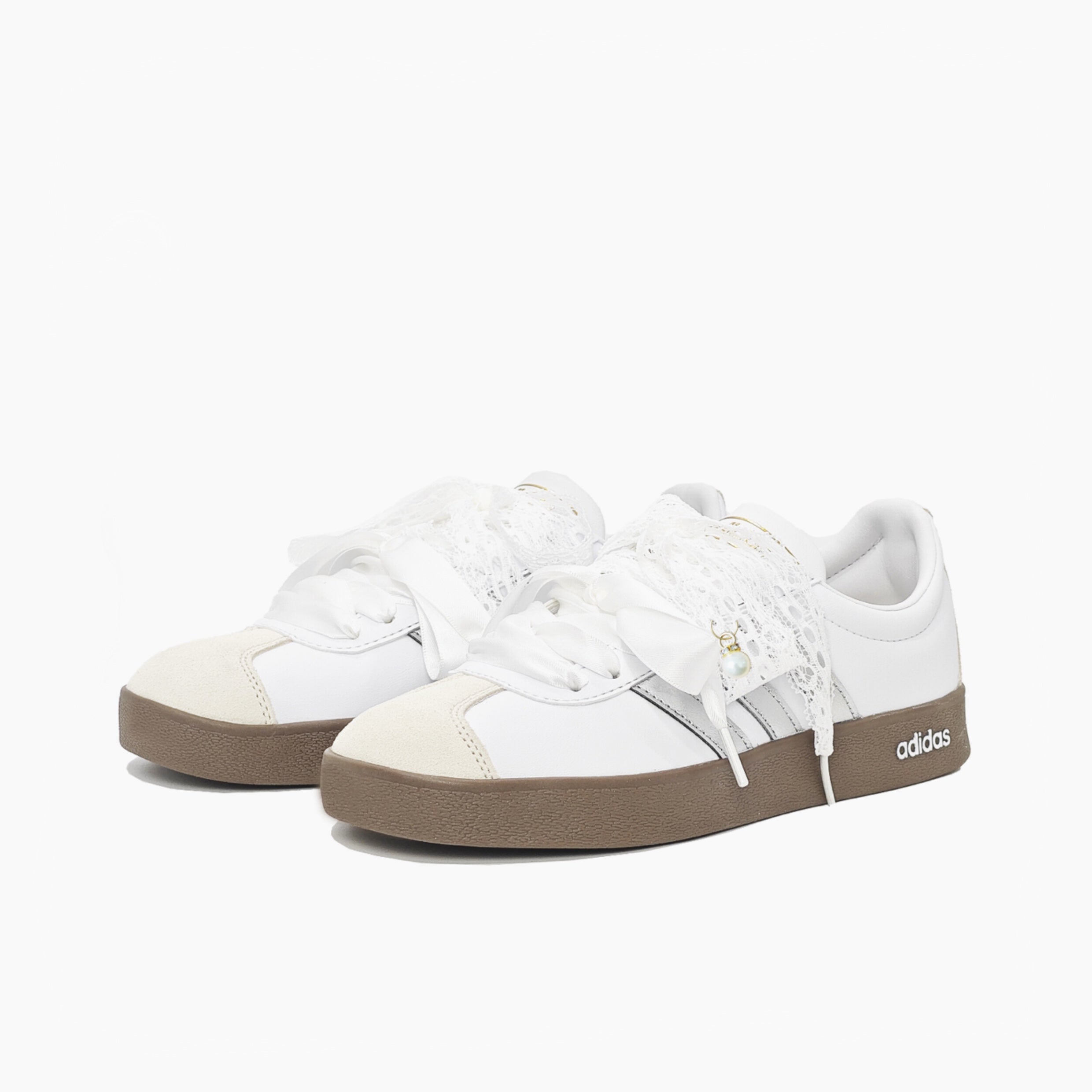 Silver Lacework - VL COURT 2.0 | Custom Handmade Sneakers